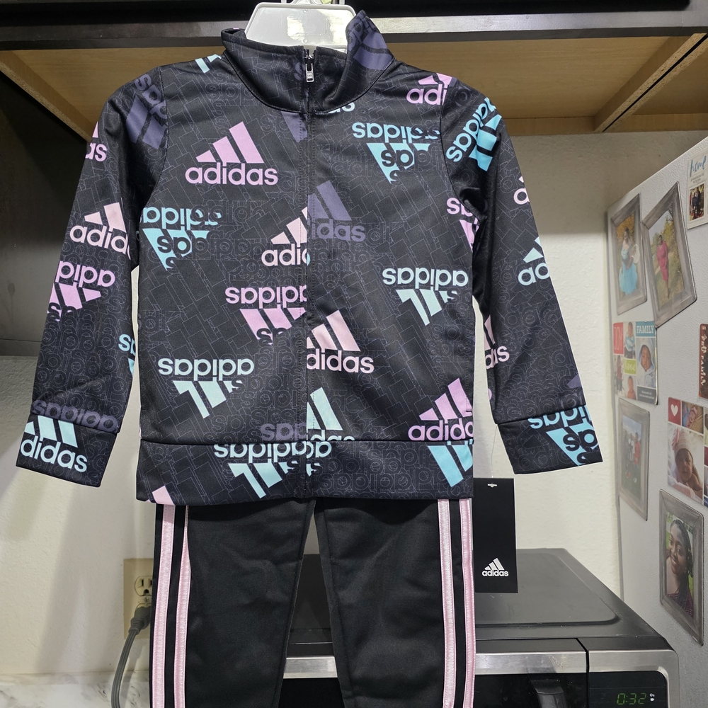 Adidas Kids' Black Tracksuit with Multicolor Logo Boyd 4T